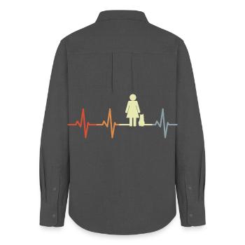 Chat Maman Battement de cœur - Chemise Oxford Femme - charbon - Dos - AI Model Female 172 light (172cm)