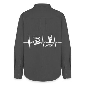 Heavy Metal Cassette ECG - Musique - Nostalgie - Chemise Oxford Femme - charbon - Dos - AI Model Female 172 light (172cm)