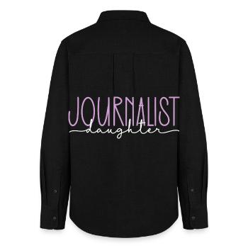 Journaliste fille fière cadeau doux - Chemise Oxford Femme - noir - Dos - AI Model Female 172 light (172cm)