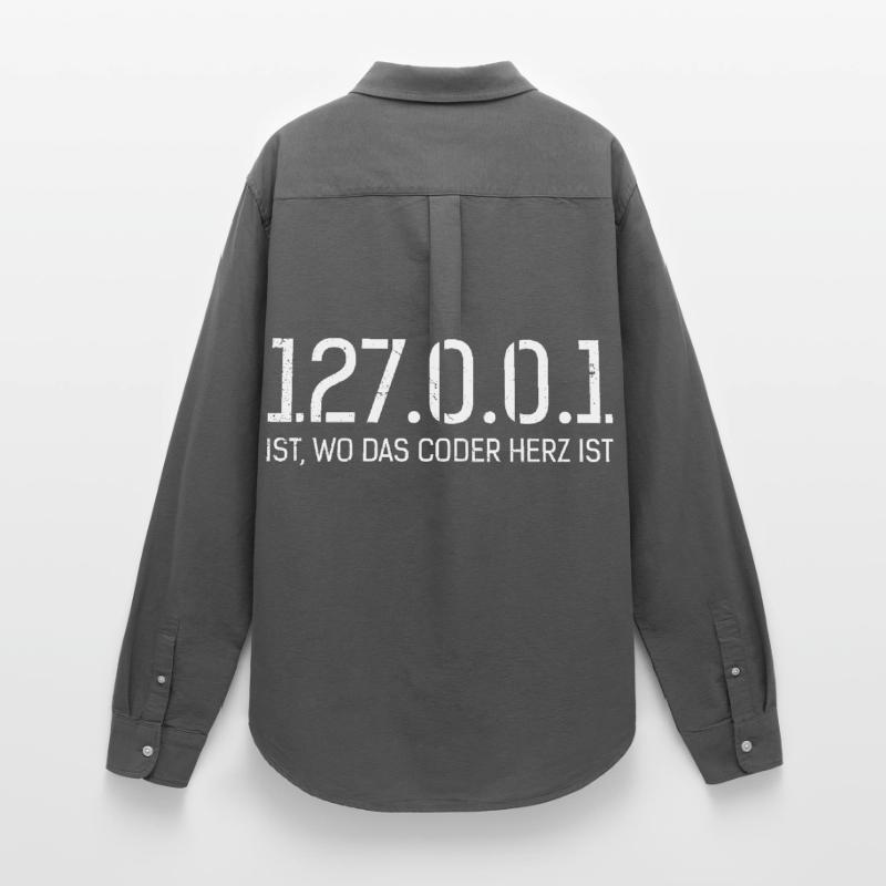 Science Coder 127.0.0.1 IST. WO CODER HERZ IST Frauen Oxford Hemd