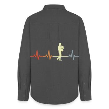 Cor français vintage Heartbeat - Chemise Oxford Femme - charbon - Dos - AI Model Female 172 light (172cm)