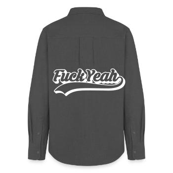 Retro Style 'Fuck Yeah' Script - Chemise Oxford Femme - charbon - Dos - AI Model Female 172 light (172cm)