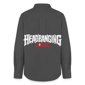 Logo de headbanging blanc - Chemise Oxford Femme - charbon - Dos - AI Model Female 172 light (172cm)