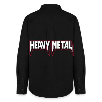 Heavy Metal 3D-Logo - Frauen Oxford Hemd - Schwarz - Hinten - AI Model Female 172 light (172cm)