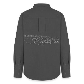member of the human family decorated - Women's Oxford Shirt - anthracite - Back - AI Model Female 172 light (172cm)