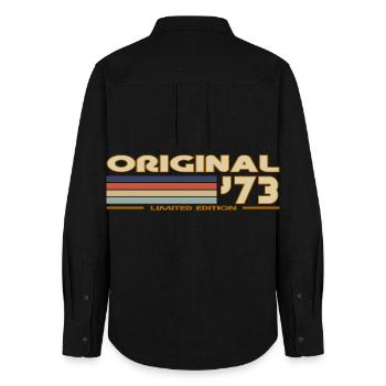 Retro vintage 1973 - Women's Oxford Shirt - black - Back - AI Model Female 172 light (172cm)
