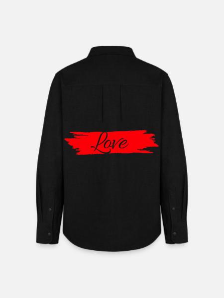 L’amour avec la bande de peinture rouge # - Chemise Oxford Femme - noir