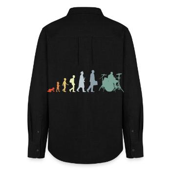 Drummer Evolution - Women's Oxford Shirt - black - Back - AI Model Female 172 light (172cm)