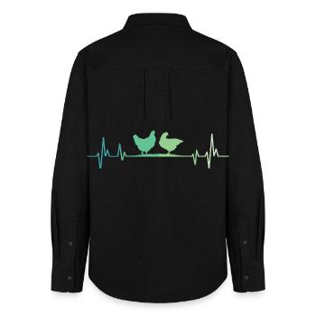 Hen heartbeat hens - Women's Oxford Shirt - black - Back - AI Model Female 172 light (172cm)