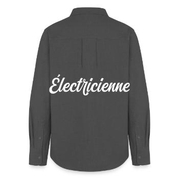 Électricienne - Chemise Oxford Femme - charbon - Dos - AI Model Female 172 light (172cm)