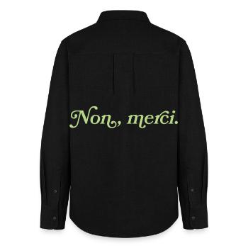 Non, merci – Charmante Abfuhr - Frauen Oxford Hemd - Schwarz - Hinten - AI Model Female 172 light (172cm)