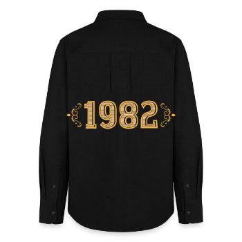 Legende seit 1982, Retro 1982 - Frauen Oxford Hemd - Schwarz - Hinten - AI Model Female 172 light (172cm)