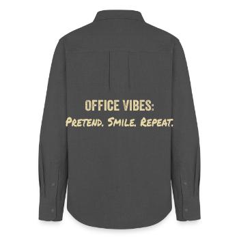 Office vibes: pretend, smile, repeat - Women's Oxford Shirt - anthracite - Back - AI Model Female 172 light (172cm)