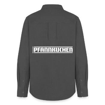„Genussmittel“ Serie | Pfannkuchen - Frauen Oxford Hemd - Anthrazit - Hinten - AI Model Female 172 light (172cm)
