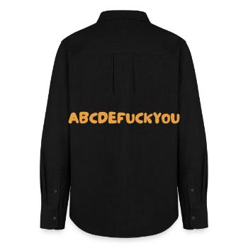 ABC Alphabet Statement Fuck You Humor - Women's Oxford Shirt - black - Back - AI Model Female 172 light (172cm)