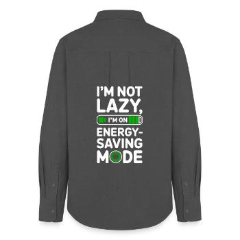 Funny Lazy T-Shirt – Energy-Saving Mode - Women's Oxford Shirt - anthracite - Back - AI Model Female 172 light (172cm)