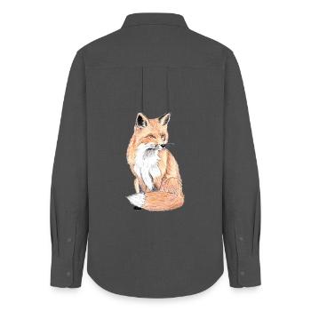 Little forest fox - a gentle companion - Women's Oxford Shirt - anthracite - Back - AI Model Female 172 light (172cm)
