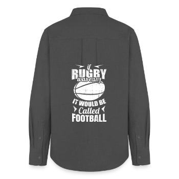 funny rugby saying - Women's Oxford Shirt - anthracite - Back - AI Model Female 172 light (172cm)