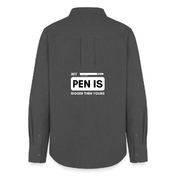 My Pen is bigger then yours! Penis funny saying - Women's Oxford Shirt - anthracite - Back - AI Model Female 172 light (172cm)