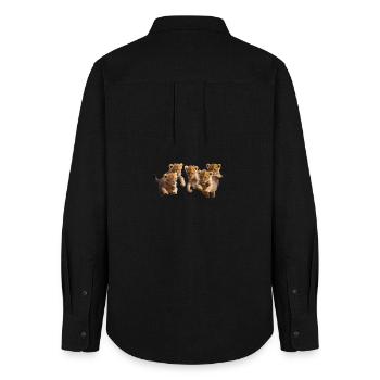 Kittens are in a good mood - Women's Oxford Shirt - black - Back - AI Model Female 172 light (172cm)