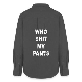 Who Shit My Pants - Frauen Oxford Hemd - Anthrazit - Hinten - AI Model Female 172 light (172cm)