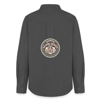 Army Mama Raising Heroes Since 2024 - Women's Oxford Shirt - anthracite - Back - AI Model Female 172 light (172cm)