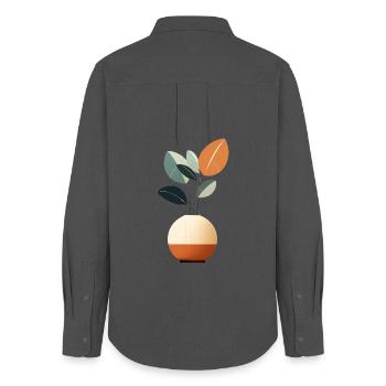 Minimalist Flowers - Women's Oxford Shirt - anthracite - Back - AI Model Female 172 light (172cm)