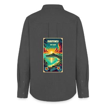 Parotonga Cook Islands Vintage Sun - Women's Oxford Shirt - anthracite - Back - AI Model Female 172 light (172cm)