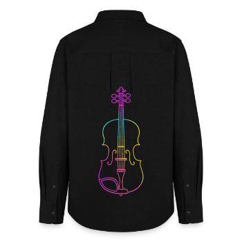 Violine Strichzeichnung - Frauen Oxford Hemd - Schwarz - Hinten - AI Model Female 172 light (172cm)