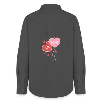 Be Mine - message of love - Women's Oxford Shirt - anthracite - Back - AI Model Female 172 light (172cm)