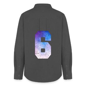 numéro 6 – Cadeau anniversaire 6 ans - Chemise Oxford Femme - charbon - Dos - AI Model Female 172 light (172cm)