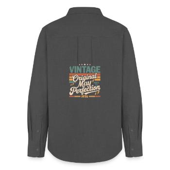 Vintage May 1976 – Perfection for 50 years - Women's Oxford Shirt - anthracite - Back - AI Model Female 172 light (172cm)