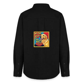 Golden Retriever - We Can Share If You Want - Women's Oxford Shirt - black - Back - AI Model Female 172 light (172cm)