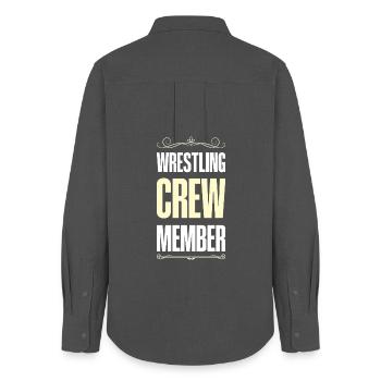 Wrestling Crew - Frauen Oxford Hemd - Anthrazit - Hinten - AI Model Female 172 light (172cm)
