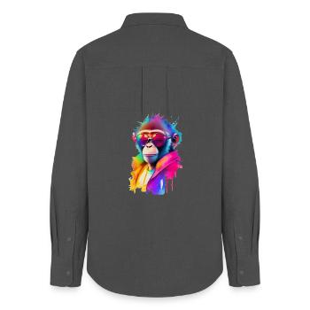 Monkey with sunglasses - Women's Oxford Shirt - anthracite - Back - AI Model Female 172 light (172cm)