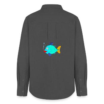 fish with blubber bubbles - Women's Oxford Shirt - anthracite - Back - AI Model Female 172 light (172cm)