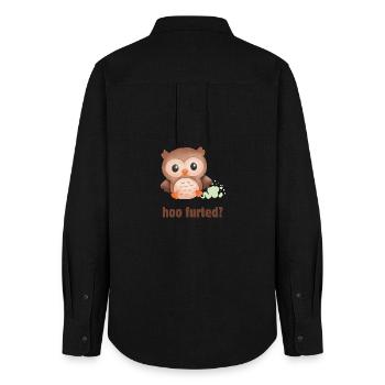Hoo Furted Owl Pun - Frauen Oxford Hemd - Schwarz - Hinten - AI Model Female 172 light (172cm)