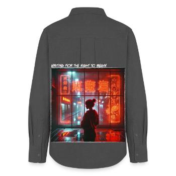 Japan Mood Anime - Women's Oxford Shirt - anthracite - Back - AI Model Female 172 light (172cm)