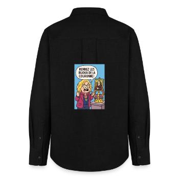 Caricature Theft of the Louvre Pierre Jean. - Women's Oxford Shirt - black - Back - AI Model Female 172 light (172cm)
