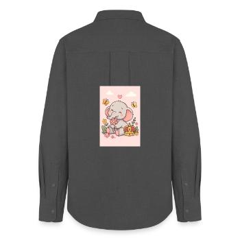 Éléphant pastel couronné - Chemise Oxford Femme - charbon - Dos - AI Model Female 172 light (172cm)