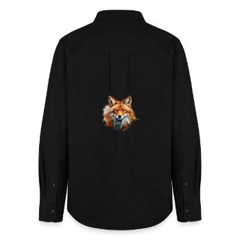 Roter Fuchs Portrait – Wildtier Alpen Motiv - Frauen Oxford Hemd - Schwarz - Hinten - AI Model Female 172 light (172cm)