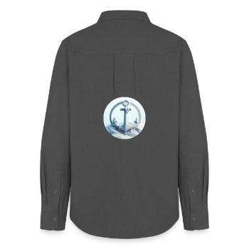 Anker in Eis Landschaft - Frauen Oxford Hemd - Anthrazit - Hinten - AI Model Female 172 light (172cm)