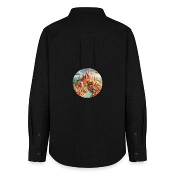 Candy World Landschaft bunt Animation - Frauen Oxford Hemd - Schwarz - Hinten - AI Model Female 172 light (172cm)