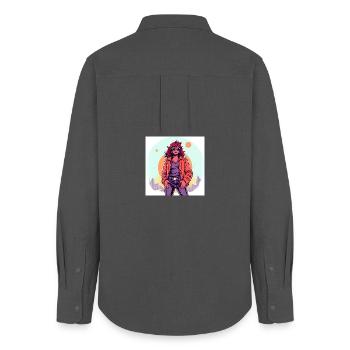 90's Style - Women's Oxford Shirt - anthracite - Back - AI Model Female 172 light (172cm)