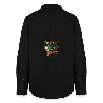Original. Since 1960 – Retro Design Birth Year - Women's Oxford Shirt - black - Back - AI Model Female 172 light (172cm)