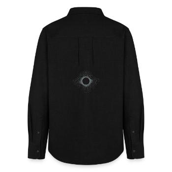 Event Horizon Minimal – Das perfekte schwarze Loch - Frauen Oxford Hemd - Schwarz - Hinten - AI Model Female 172 light (172cm)