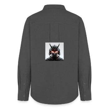 Digitale Samurai Futuristische Maskerade - Frauen Oxford Hemd - Anthrazit - Hinten - AI Model Female 172 light (172cm)