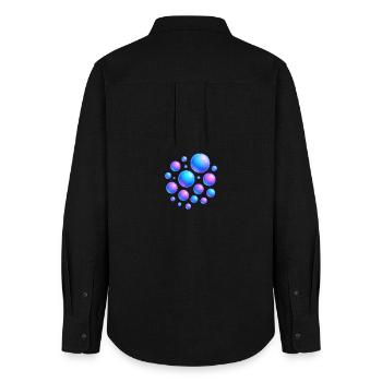 Iridescent bubbles neon colors - Women's Oxford Shirt - black - Back - AI Model Female 172 light (172cm)