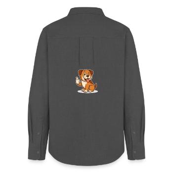 Fröhlicher Hund Daumen Hoch - Frauen Oxford Hemd - Anthrazit - Hinten - AI Model Female 172 light (172cm)