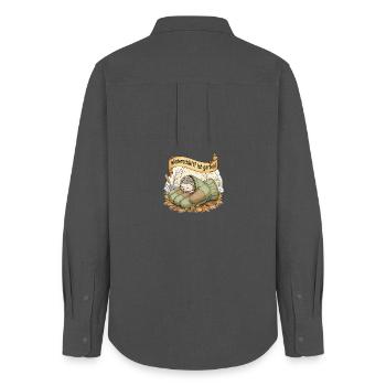 Hedgehog sleeps in gardening glove "Hibernating? Ic - Women's Oxford Shirt - anthracite - Back - AI Model Female 172 light (172cm)